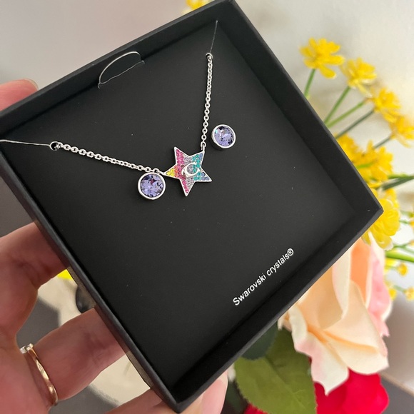 NWT Coach Star Crystal Necklace and Stud Earrings Set, 16" + 2" extender - Picture 4 of 5